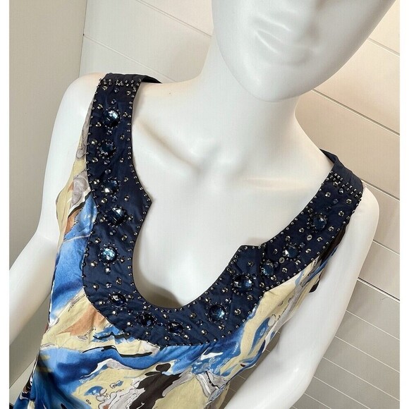 Reba Womens 10 Blue Fit N Flare Maxi Rhinestone Embellishment Dress Fairy Grunge - Picture 3 of 12